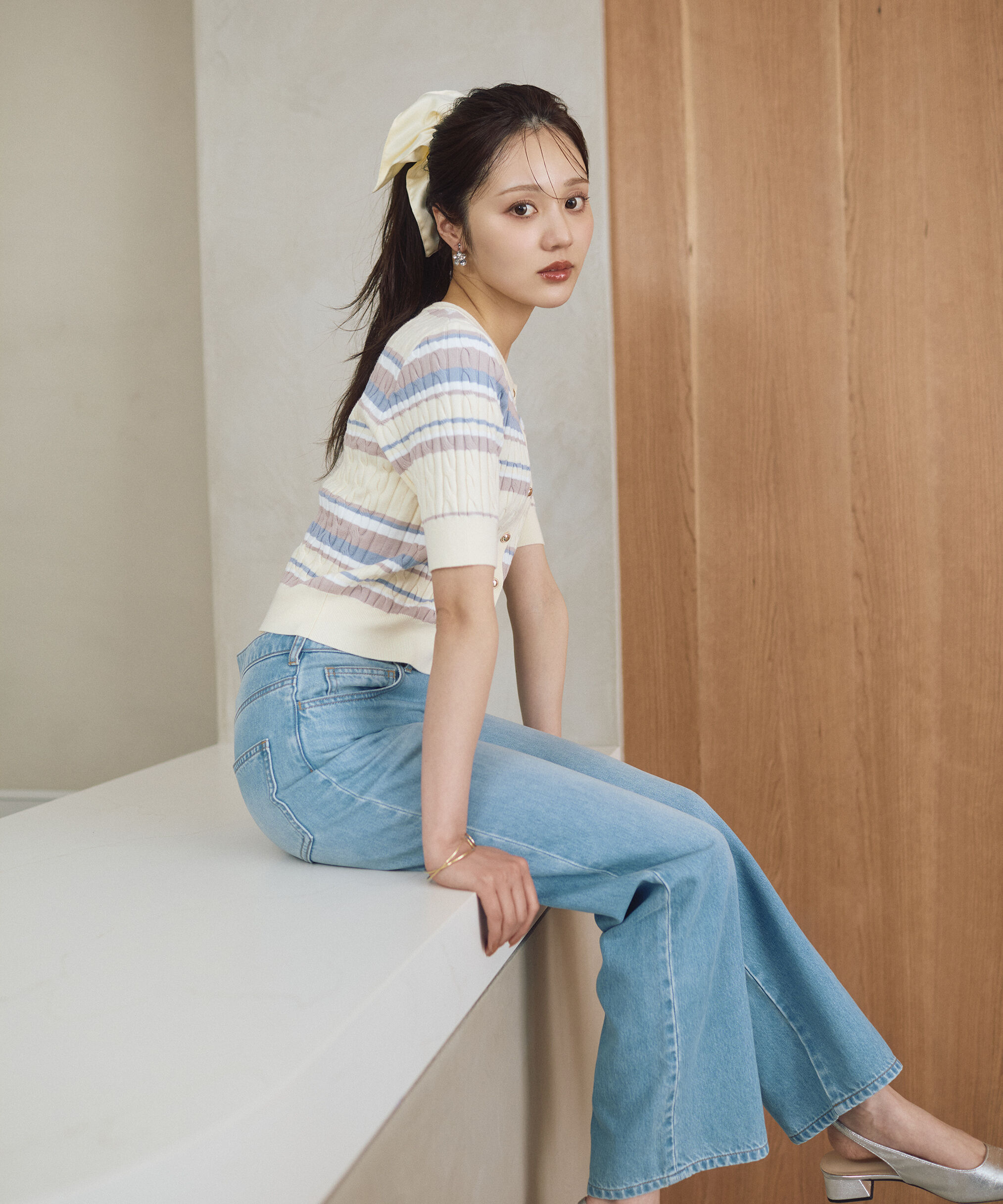PROPORTION BODY DRESSING「＜山内ともなさんコラボ＞ケーブルカーディガン 26SS」|カーディガン|