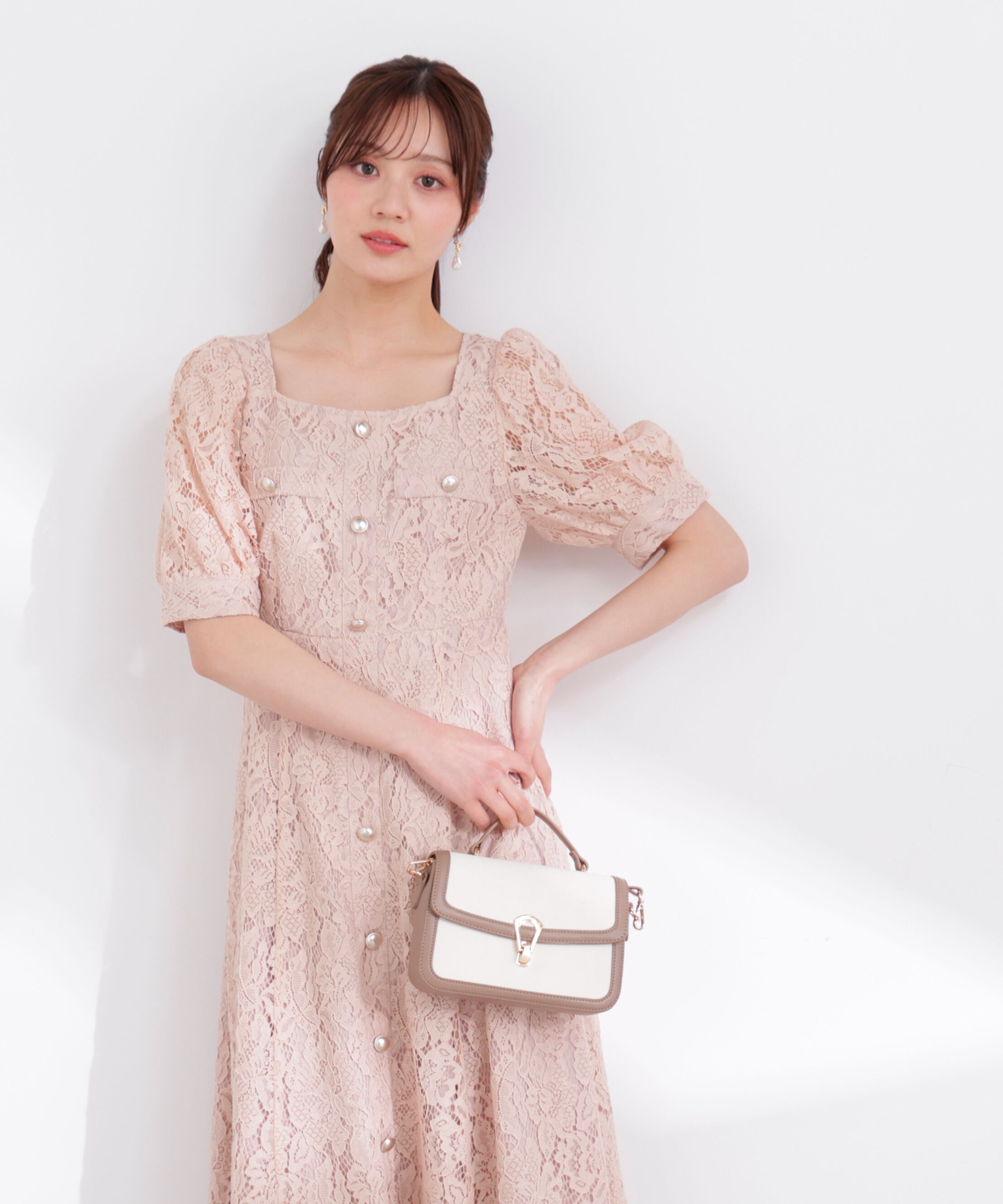 PROPORTION BODY DRESSING「フロントボタンレースワンピース 26SS」|ワンピース|