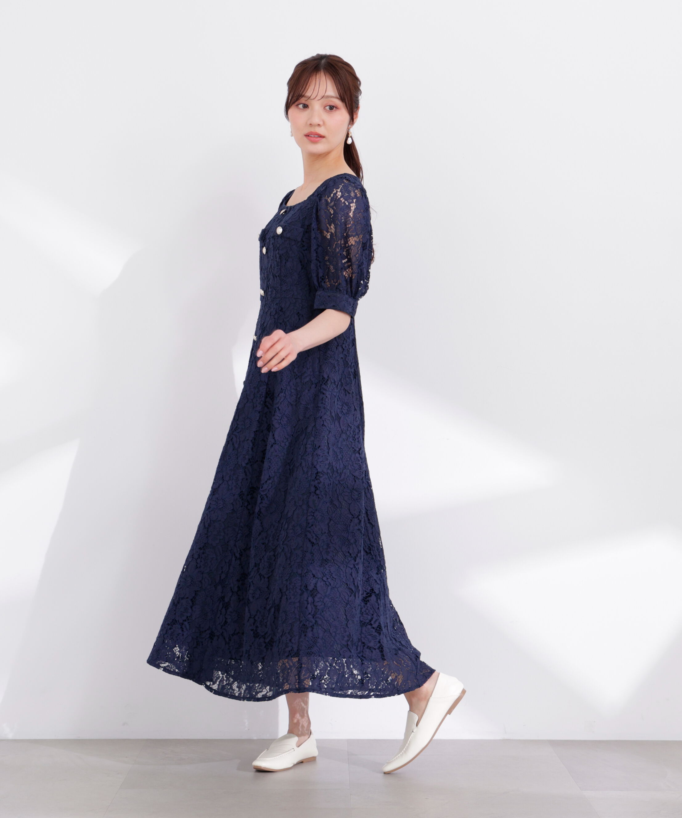 PROPORTION BODY DRESSING「フロントボタンレースワンピース 26SS」|ワンピース|