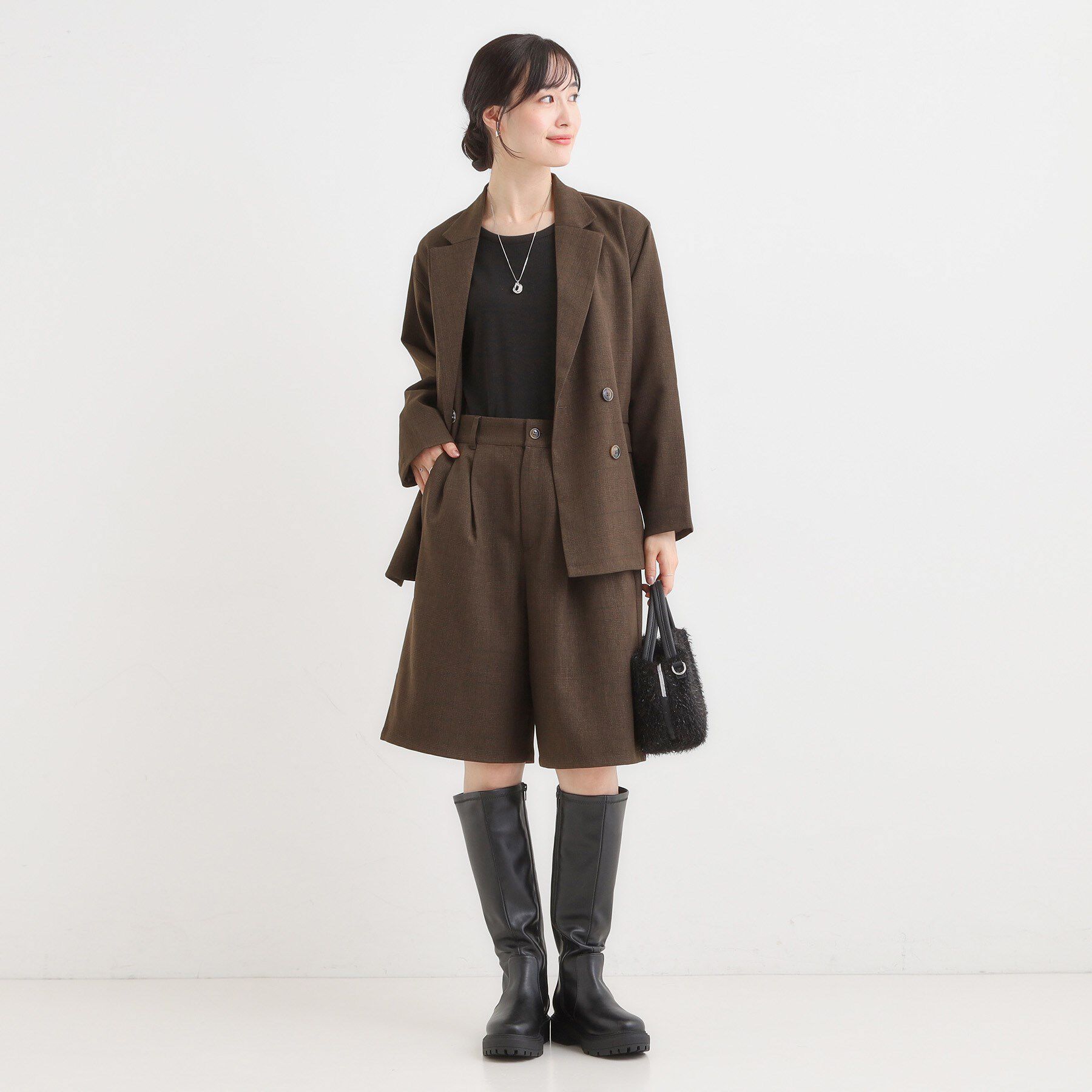 SHOO･LA･RUE「【セットアップ可】チェック柄タックハーフパンツ」|その他|