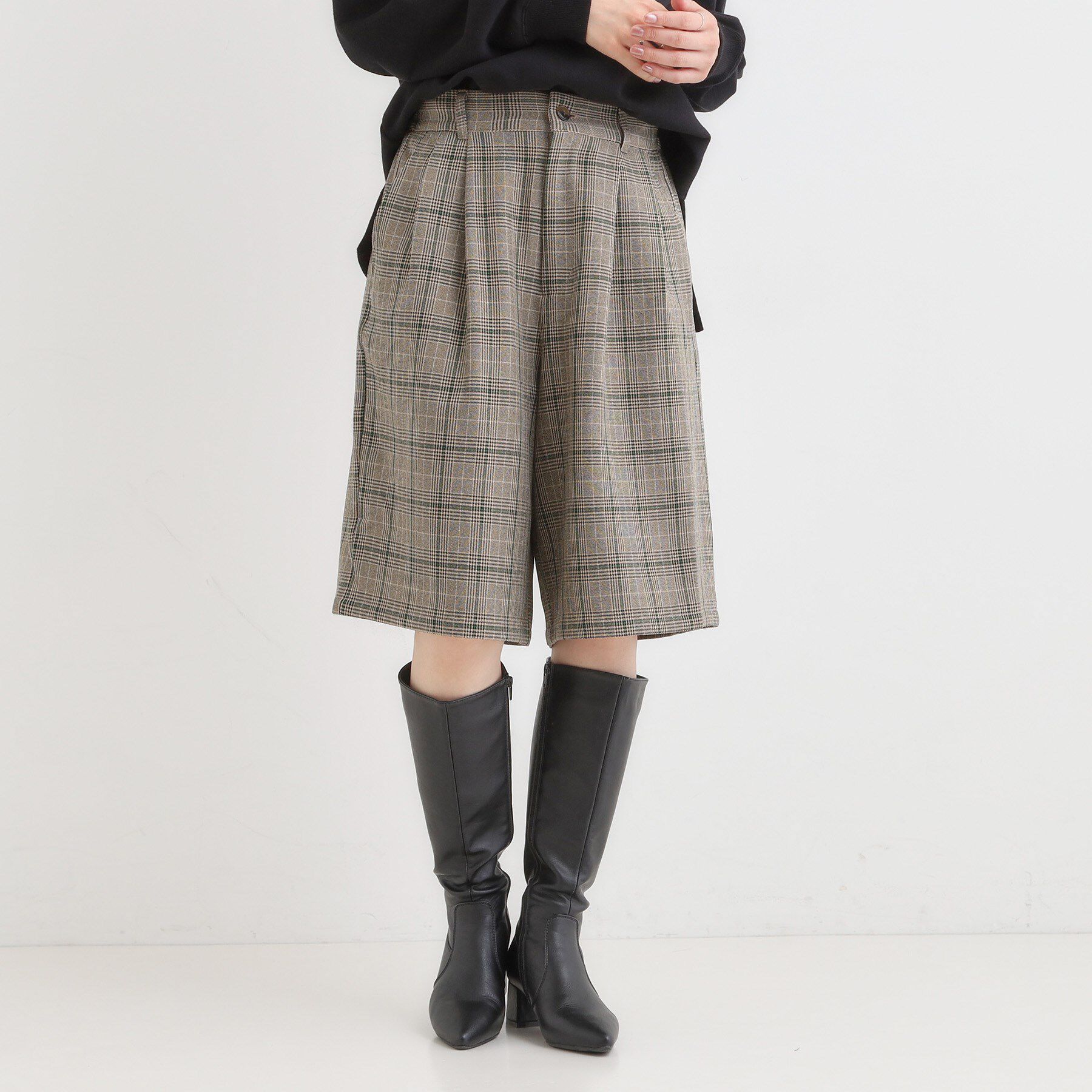 SHOO･LA･RUE「【セットアップ可】チェック柄タックハーフパンツ」|その他|