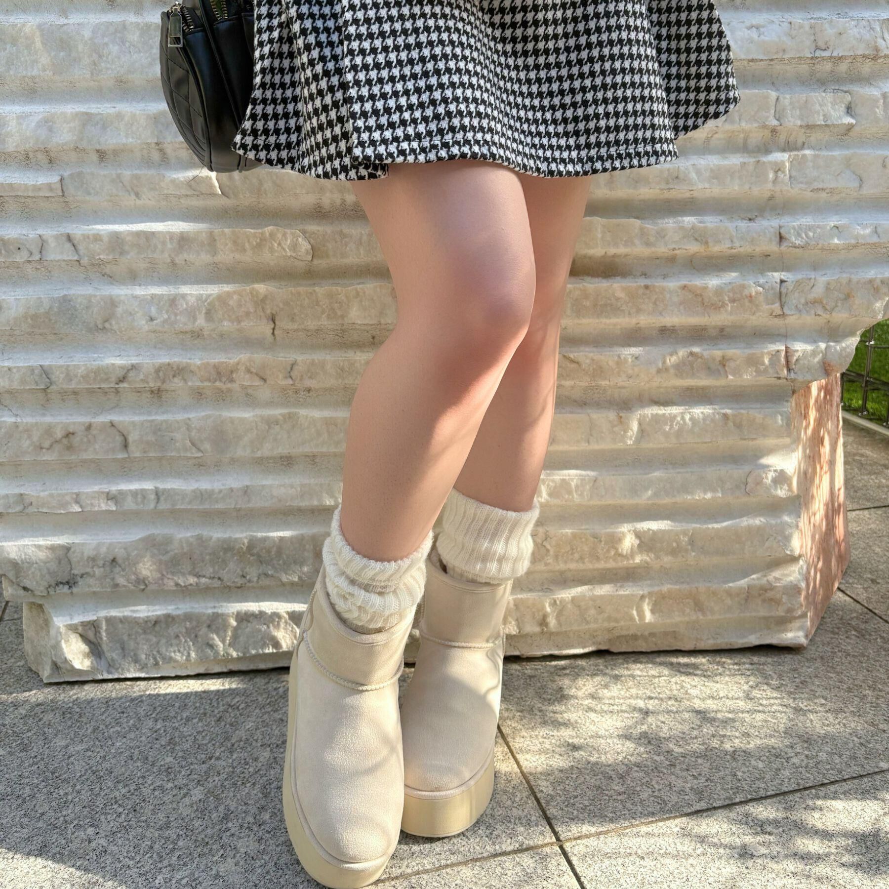 ESPERANZA「【EC先行販売】フェイクファー付き2WAYムートン調ブーツ」|ショートブーツ|