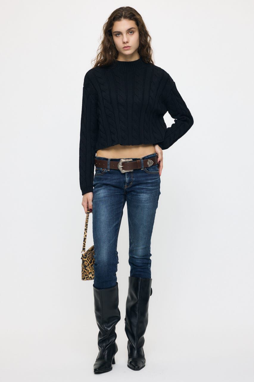 MOUSSY「BACK OPEN CABLE ニットプルオーバー」|ニット・セーター|