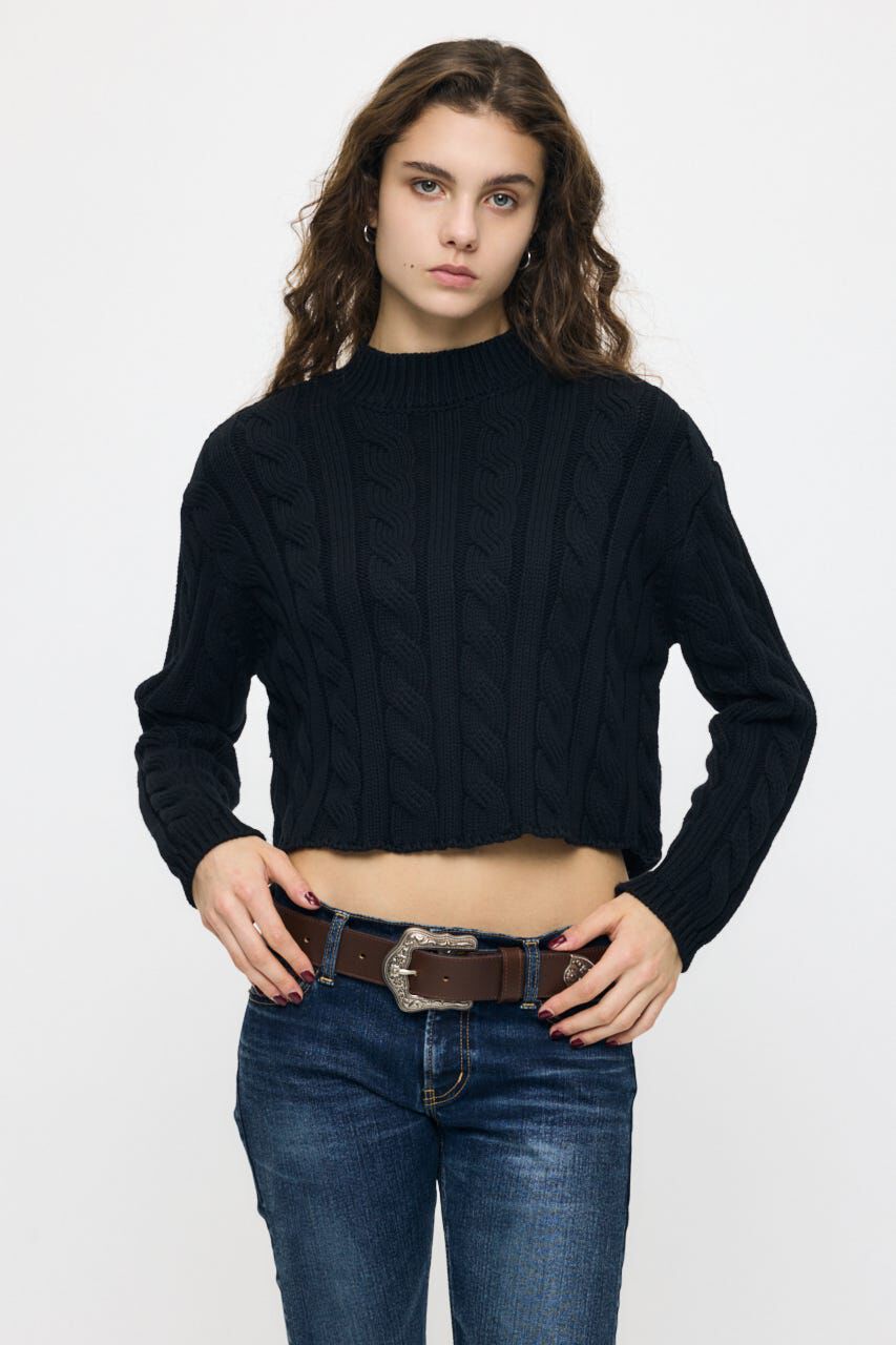 MOUSSY「BACK OPEN CABLE ニットプルオーバー」|ニット・セーター|