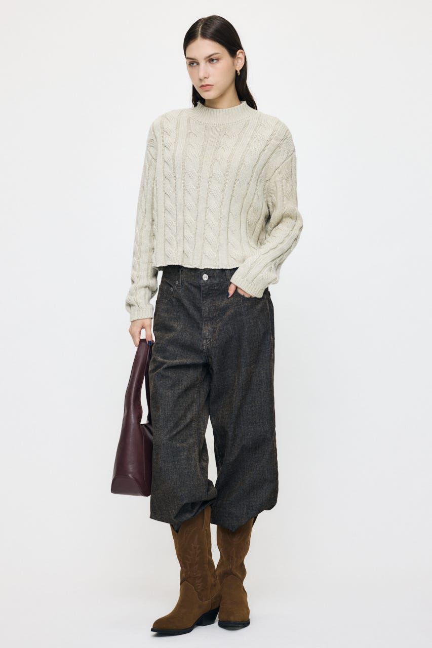 MOUSSY「BACK OPEN CABLE ニットプルオーバー」|ニット・セーター|