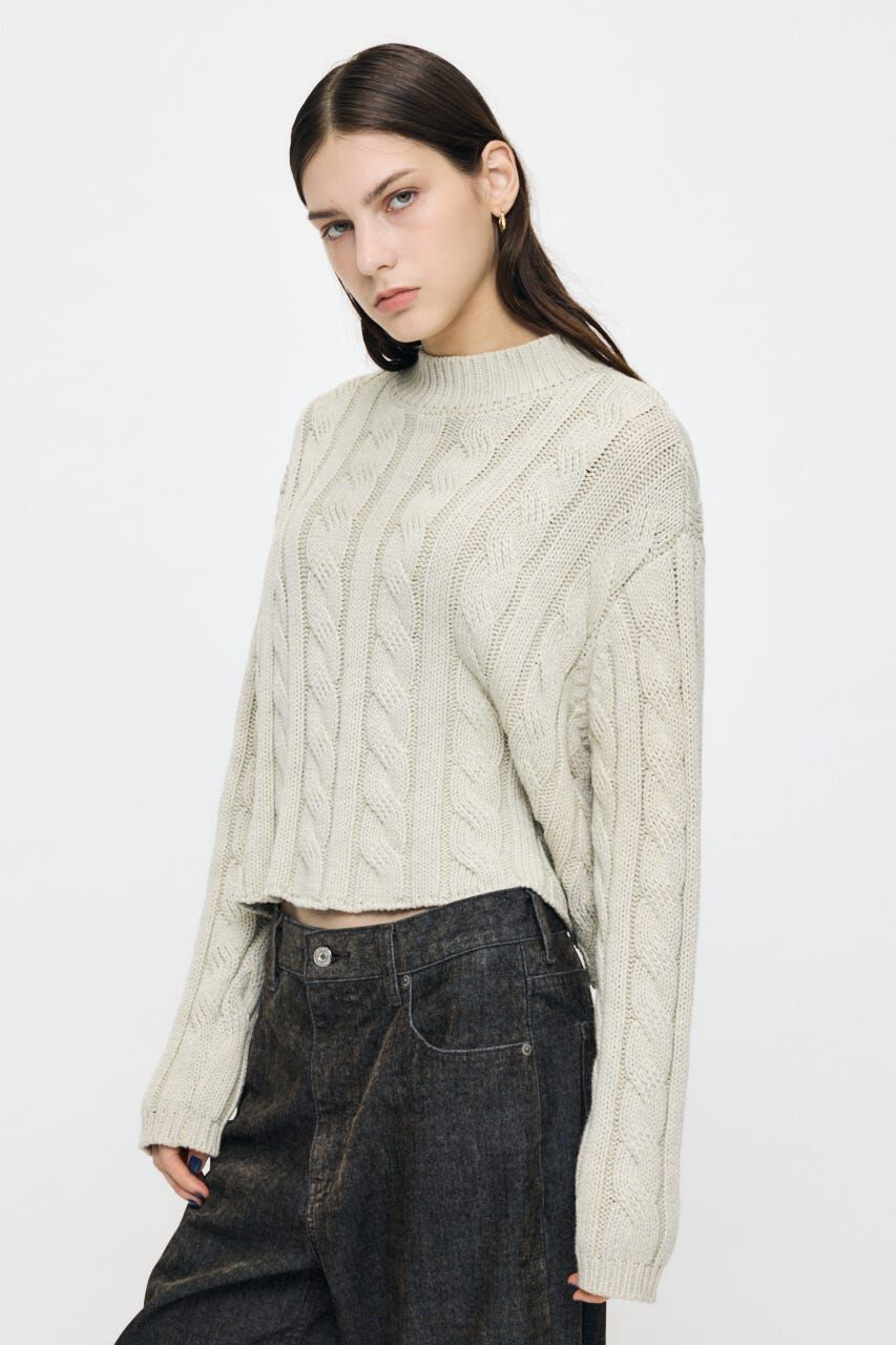 MOUSSY「BACK OPEN CABLE ニットプルオーバー」|ニット・セーター|
