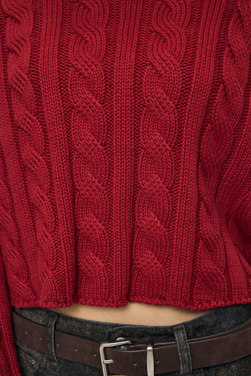 MOUSSY「BACK OPEN CABLE ニットプルオーバー」|ニット・セーター|