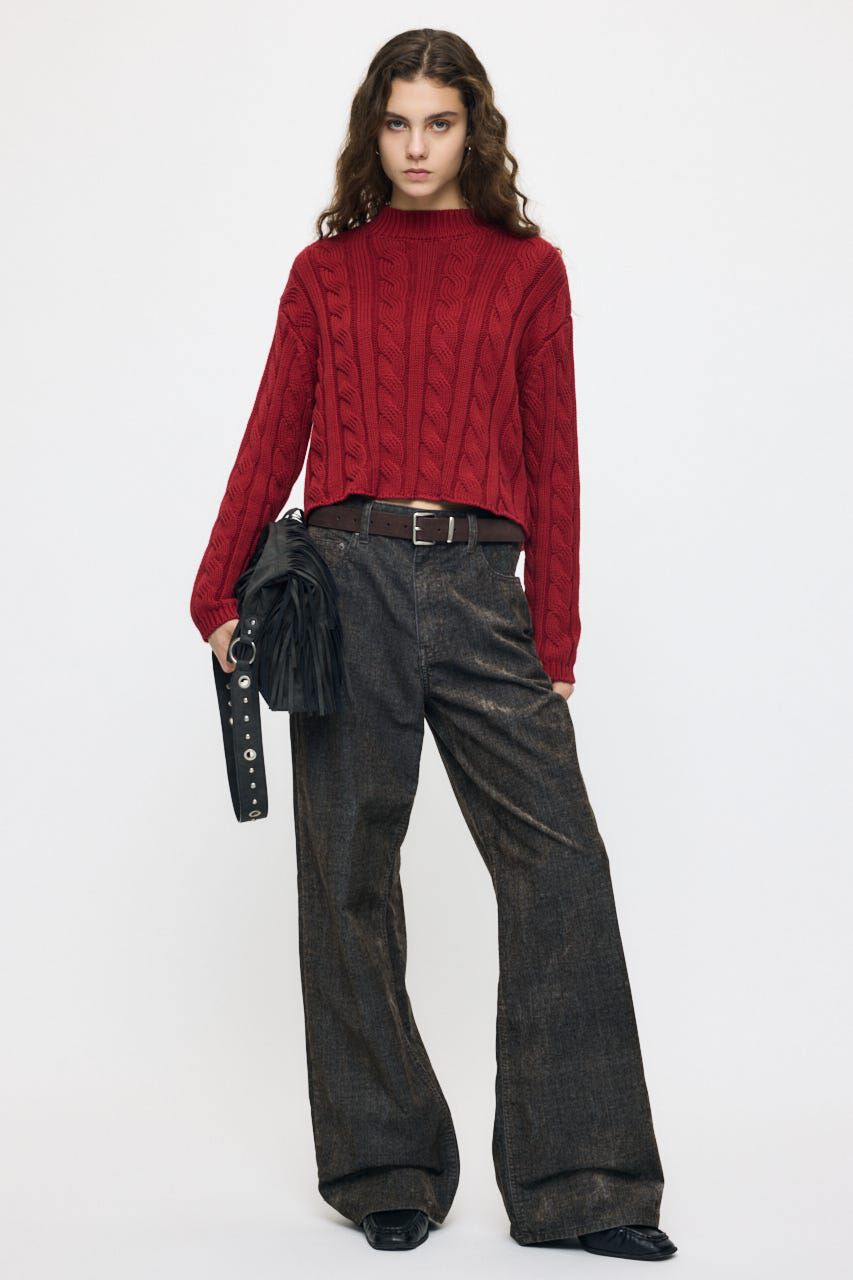 MOUSSY「BACK OPEN CABLE ニットプルオーバー」|ニット・セーター|