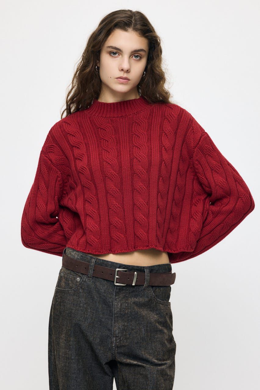 MOUSSY「BACK OPEN CABLE ニットプルオーバー」|ニット・セーター|