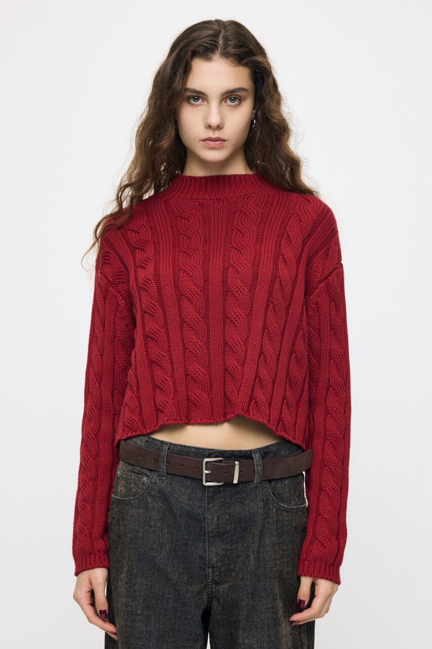 MOUSSY「BACK OPEN CABLE ニットプルオーバー」|ニット・セーター|