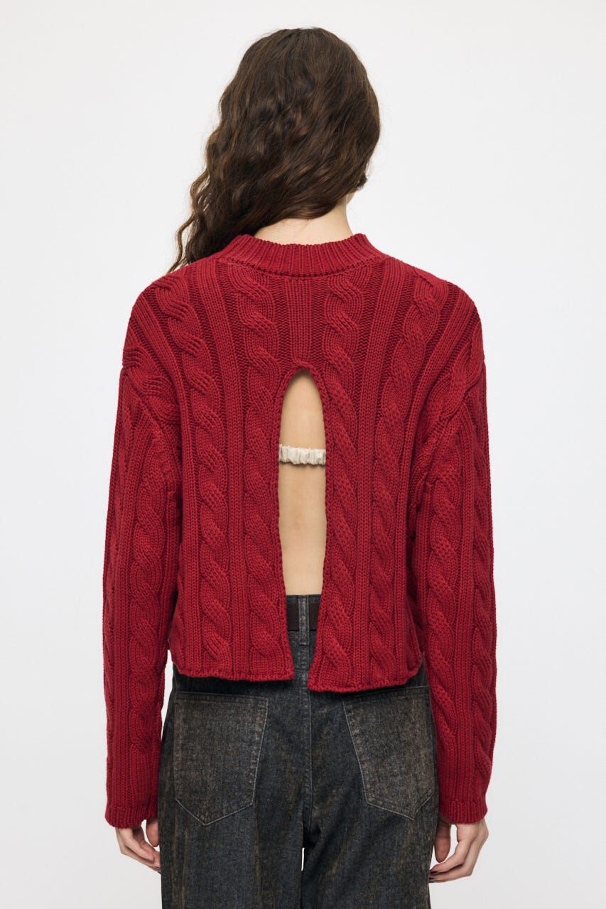 MOUSSY「BACK OPEN CABLE ニットプルオーバー」|ニット・セーター|