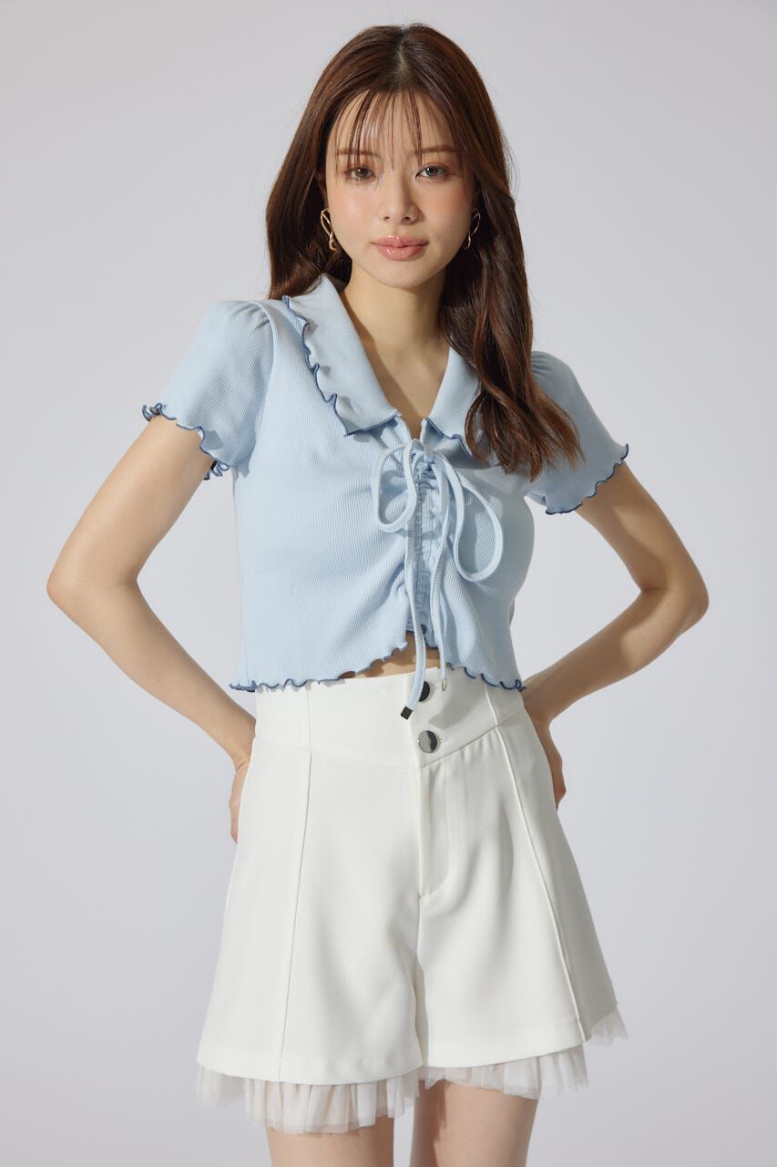 rienda「チュールレイヤードジャストウエストスコートショートパンツ」|その他|WHT