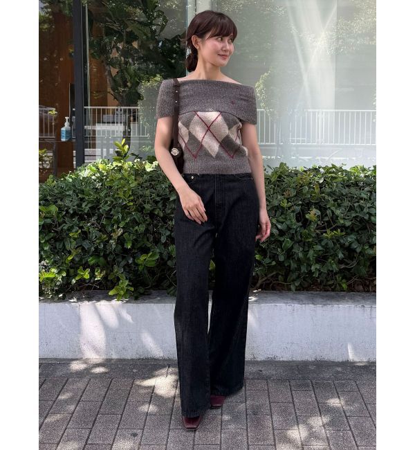 LAGUNAMOON「【POLO BCSコラボ】アーガイルオフショルニットプルオーバー」|ニット・セーター|