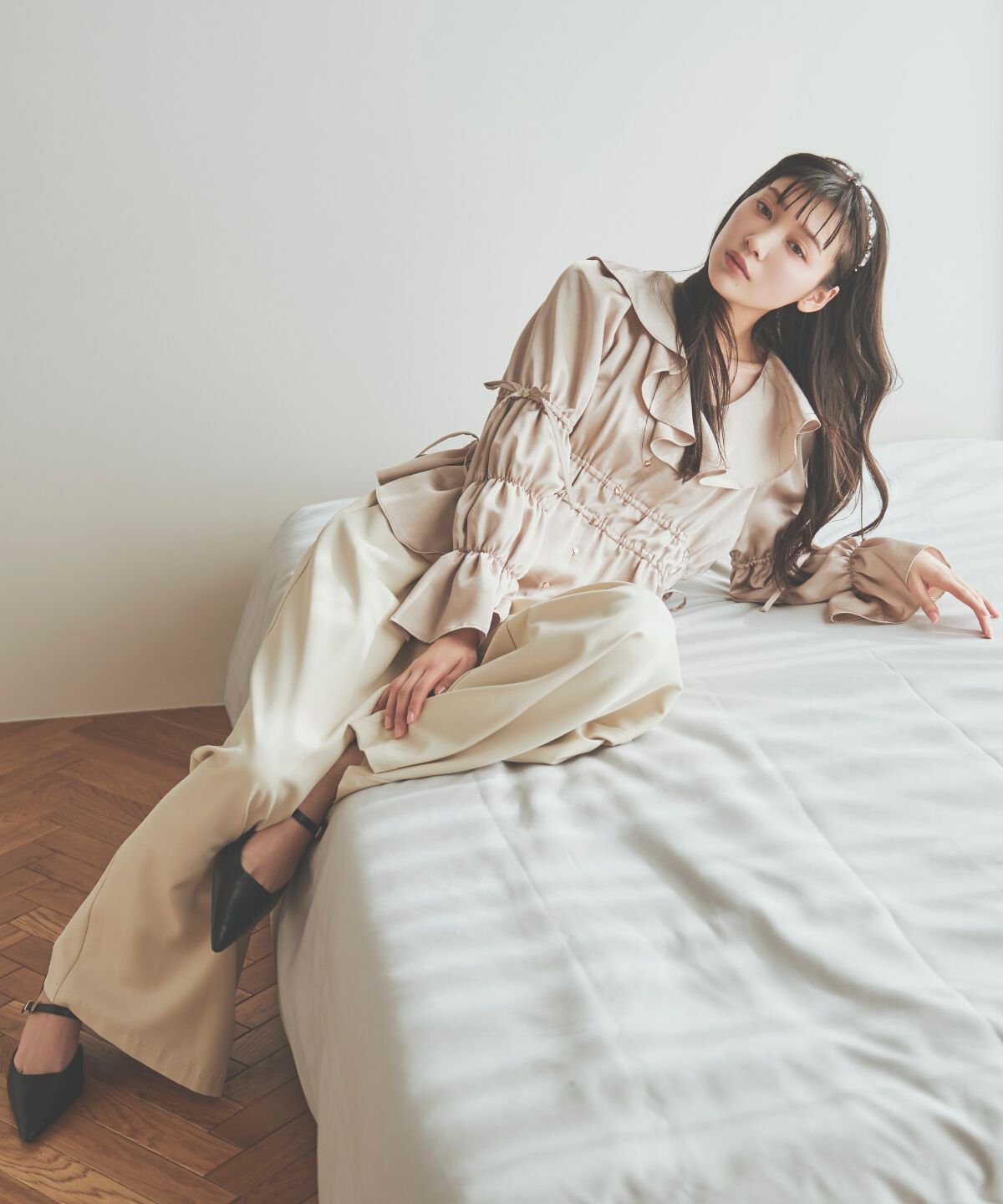 アンドクチュール「ベルト付きタックワイドパンツ」|その他|