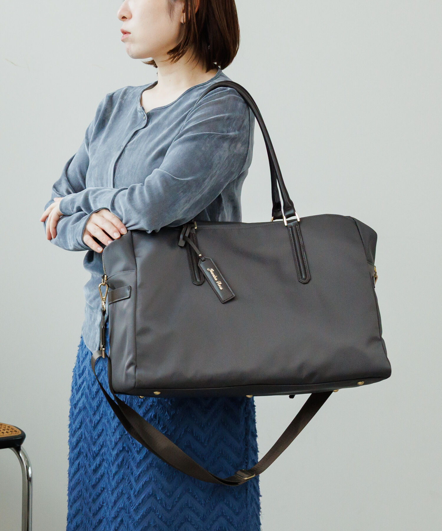 Jewelna Rose「Jewelna Rose グレタ ナイロンボストンバッグ 16182」|ショルダー・メッセンジャー|ダークグレー