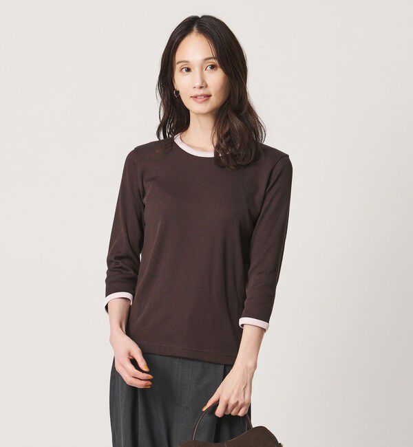 UNITED ARROWS「７分袖 リブ バイカラー パイピング カットソー」|Tシャツ・カットソー|