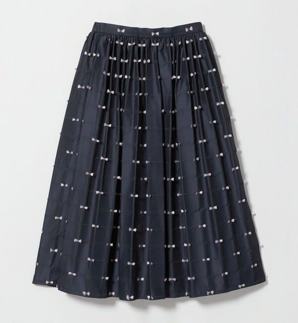 UNITED ARROWS「リボン チェック ジャガード スカート ‐ウォッシャブル‐」|フレア|NAVY