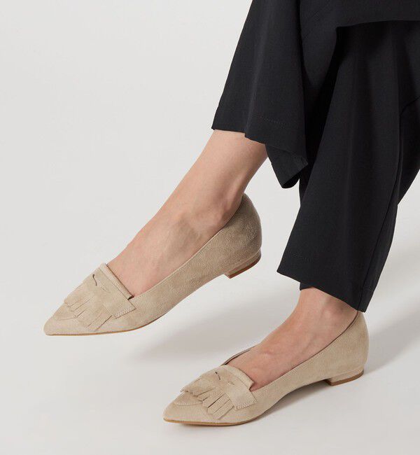 UNITED ARROWS green label relaxing「【WEB限定】ポインテッド キルト フラットシューズ（1.5cmヒール) -撥水-」|パンプス|BEIGE