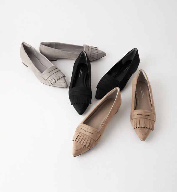 UNITED ARROWS green label relaxing「【WEB限定】ポインテッド キルト フラットシューズ（1.5cmヒール) -撥水-」|パンプス|