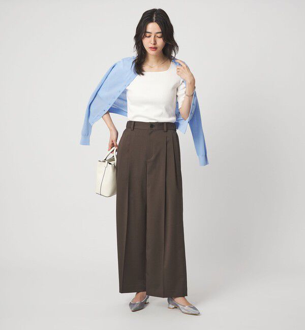 UNITED ARROWS green label relaxing「ブライトリブ スクエアネック 5分袖 プルオーバー カットソー」|Tシャツ・カットソー|