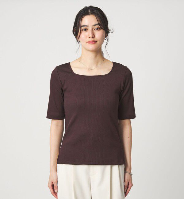 UNITED ARROWS green label relaxing「ブライトリブ スクエアネック 5分袖 プルオーバー カットソー」|Tシャツ・カットソー|