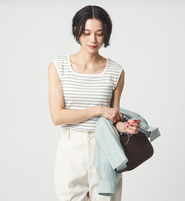 UNITED ARROWS green label relaxing「ブライトリブ デコルテ フレンチスリーブ プルオーバー カットソー」|Tシャツ・カットソー|