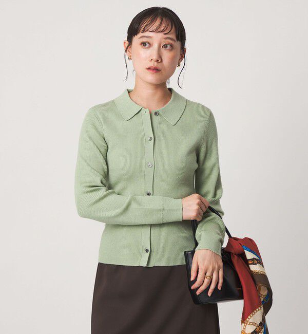 UNITED ARROWS green label relaxing「ウール リブ 襟付き ニット カーディガン ウォッシャブル」|カーディガン|LIME