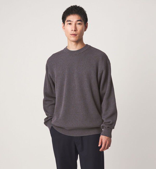 UNITED ARROWS green label relaxing「コンパクト コットン アゼ クルーネック ニット」|ニット・セーター|DK.BROWN