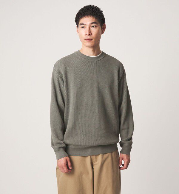 UNITED ARROWS green label relaxing「コンパクト コットン アゼ クルーネック ニット」|ニット・セーター|OLIVE