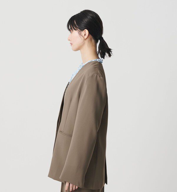BEAUTY&YOUTH UNITED ARROWS「【WEB限定 Wardrobe DAILY MINIMAL】ダブルクロス カラーレスジャケット ウォッシャブル」|ノーカラージャケット|