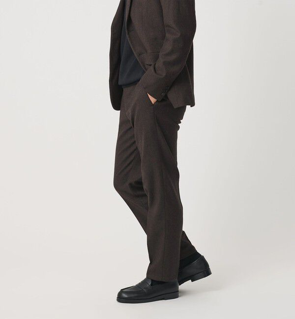 BEAUTY&YOUTH UNITED ARROWS「ストレッチ サキソニー ノープリーツ テーパードパンツ NO.2 セットアップ対応」|チノ|DK.BROWN