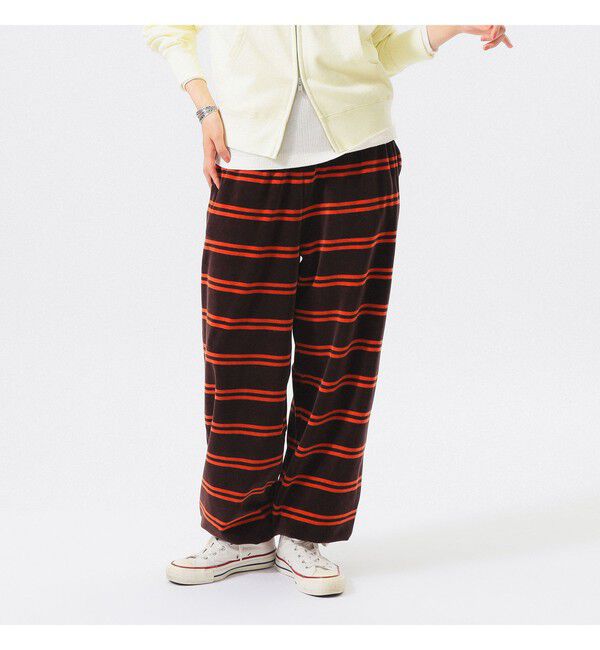 BEAMS SELECTION for WOMEN「【別注】Healthknit / ボーダー ベロア イージーパンツ」|チノ|BROWN