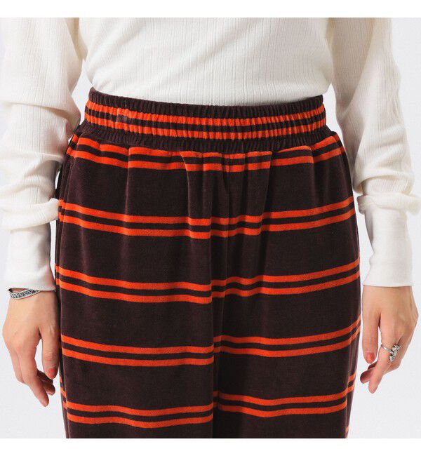 BEAMS SELECTION for WOMEN「【別注】Healthknit / ボーダー ベロア イージーパンツ」|チノ|
