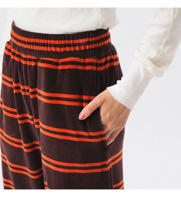 BEAMS SELECTION for WOMEN「【別注】Healthknit / ボーダー ベロア イージーパンツ」|チノ|