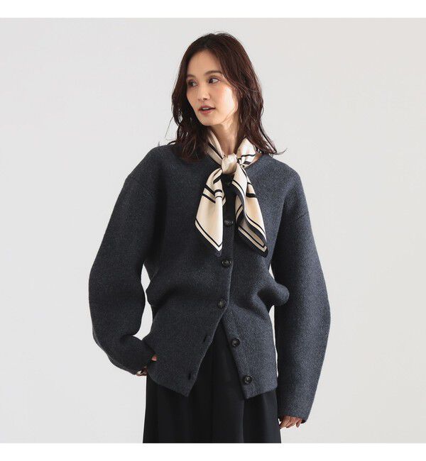 Demi-Luxe BEAMS 「ウール Vネック ニットブルゾン」|ブルゾン・スタジャン|CHARCOAL.GREY