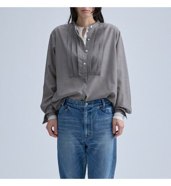 MAAI「Sheer Tucked Blouse」|シャツ・ブラウス|GREY