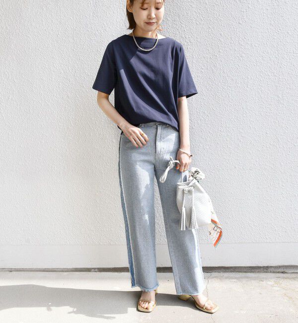 SHIPS for women「【WEB限定】〈ネックが選べる2サイズ展開〉オーガニックコットン バリエーションネック TEE」|Tシャツ・カットソー|