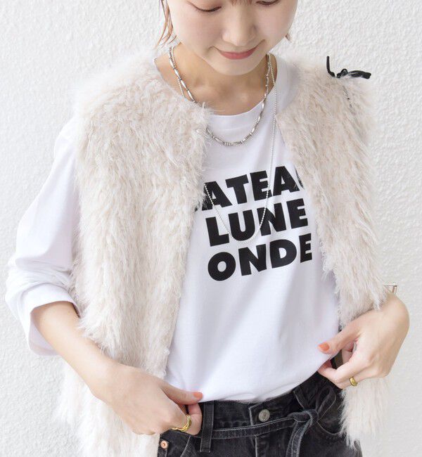 SHIPS for women「ローズ ペトール ロング スリーブ プリント TEE」|Tシャツ・カットソー|ホワイト