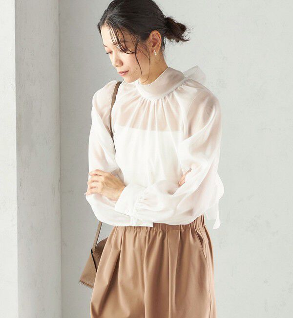 SHIPS for women「〈手洗い可能〉オーガンジー リボン ブラウス」|シャツ・ブラウス|