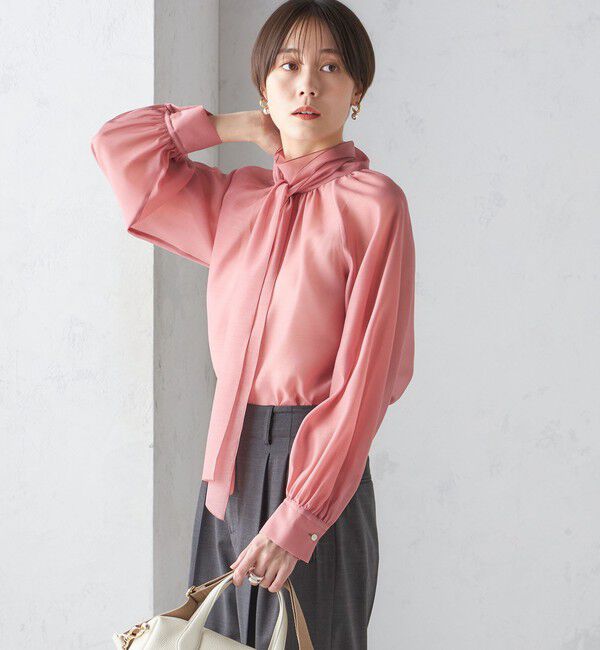 SHIPS for women「〈手洗い可能〉オーガンジー リボン ブラウス」|シャツ・ブラウス|