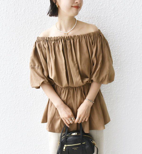 SHIPS for women「【WEB限定】〈洗濯機可能〉麻混 2WAY オフショルダー ブラウス」|シャツ・ブラウス|