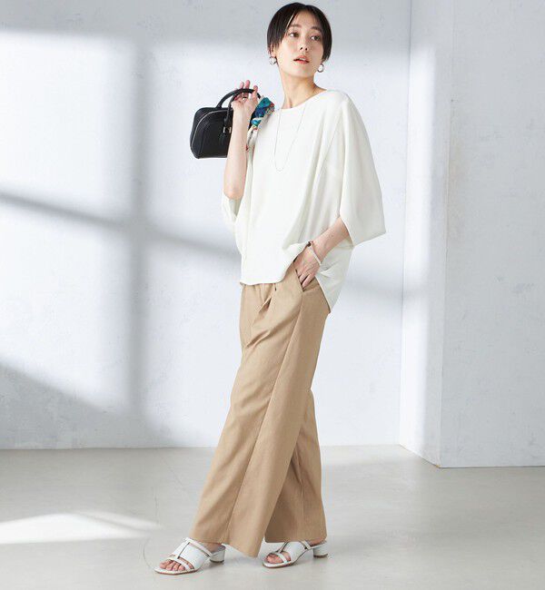 SHIPS for women「〈接触冷感 / 手洗い可能〉アセテート混 バック サテン ドルマン ブラウス」|シャツ・ブラウス|
