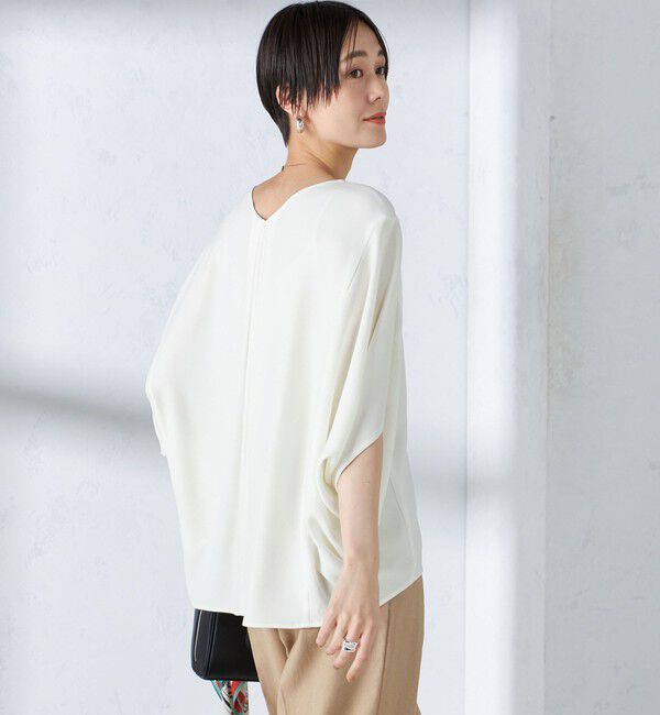 SHIPS for women「〈接触冷感 / 手洗い可能〉アセテート混 バック サテン ドルマン ブラウス」|シャツ・ブラウス|