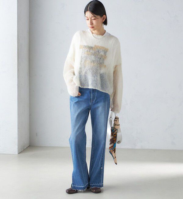 SHIPS for women「〈洗濯機可能〉サイド スリット ストレート デニム」|デニム|