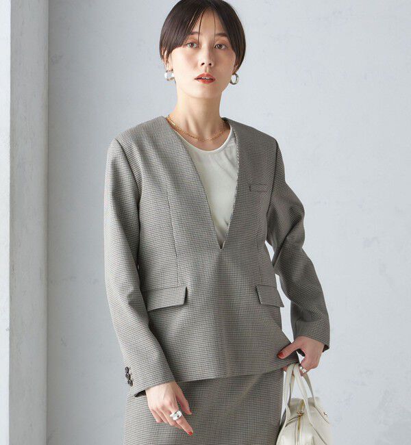 SHIPS for women「ウール混 チェック プルオーバー ジャケット（セットアップ対応）」|その他|