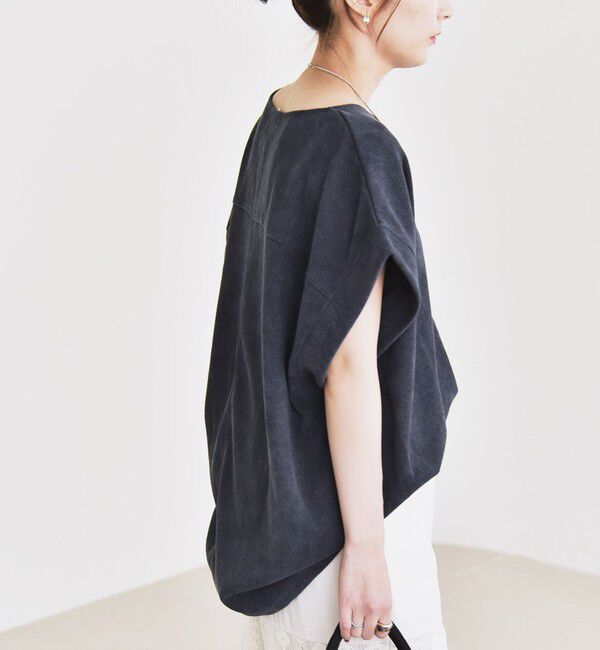 quaranciel「quaranciel:〈洗濯機可能〉ポリエステル ベロア ドロスト ルーズ プルオーバー」|Tシャツ・カットソー|