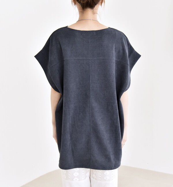 quaranciel「quaranciel:〈洗濯機可能〉ポリエステル ベロア ドロスト ルーズ プルオーバー」|Tシャツ・カットソー|