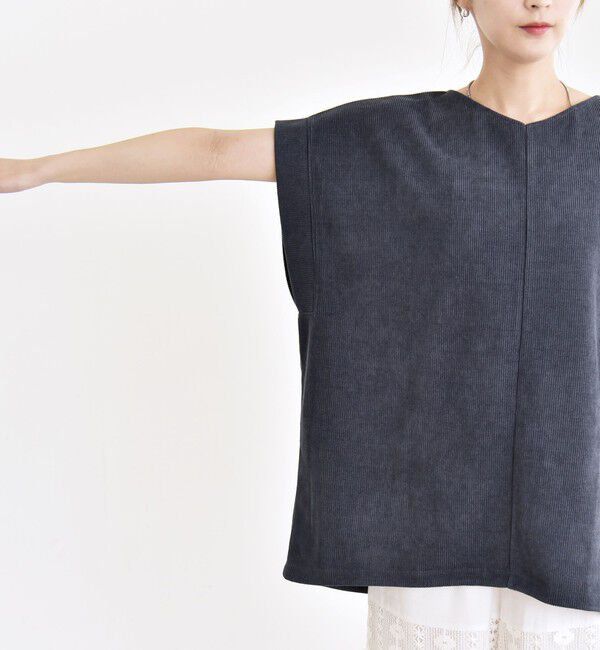 quaranciel「quaranciel:〈洗濯機可能〉ポリエステル ベロア ドロスト ルーズ プルオーバー」|Tシャツ・カットソー|
