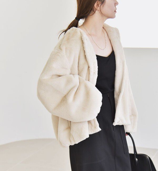 quaranciel「quaranciel: フェイクファー ノーカラー ショート ジャケット」|その他|