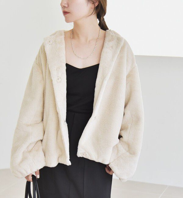 quaranciel「quaranciel: フェイクファー ノーカラー ショート ジャケット」|その他|